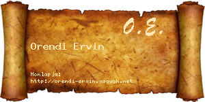 Orendi Ervin névjegykártya
